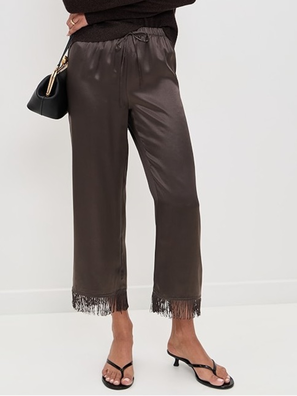 Reformation Olina Silk Fringe Pants